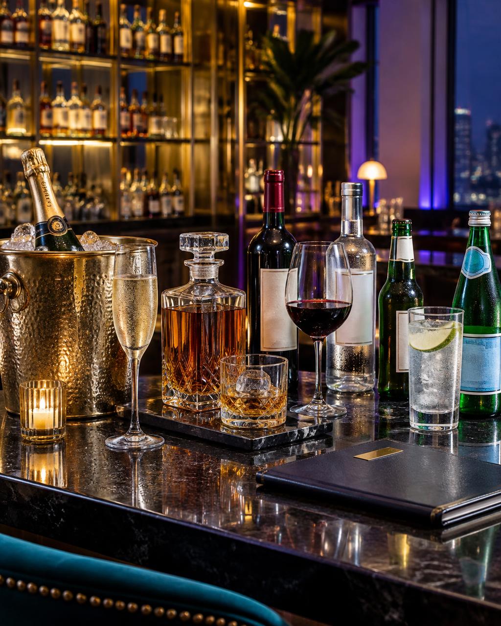 A premium selection of champagne, wine, spirits and beer